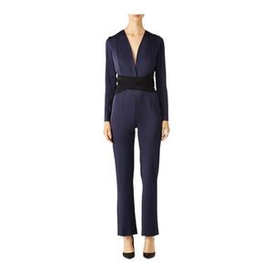 Galvan London Women’s Elegant Navy Blue Long Sleeve Jumpsuit Formal‎ Outfit